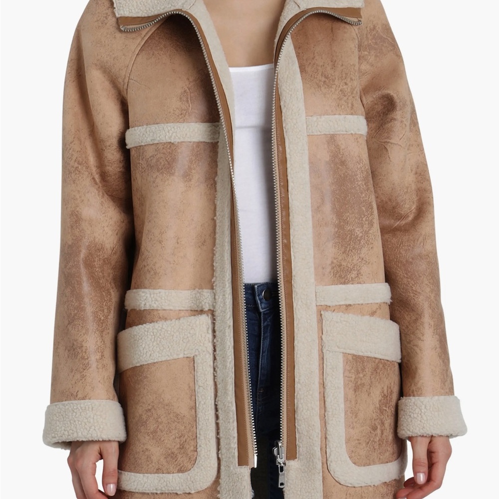 Avec Les Filles Reversible Faux Shearling Coat
